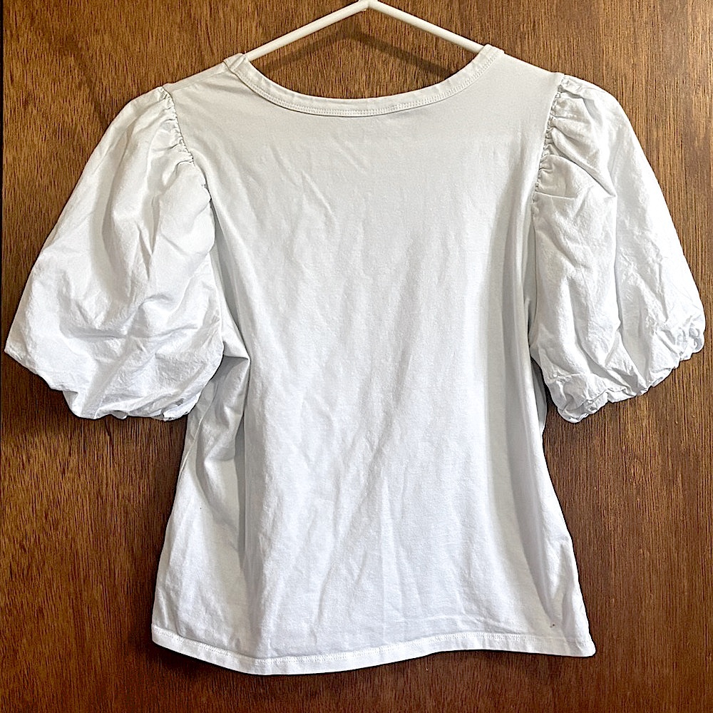 Buffalo David Bitton • White Puff Sleeve Tee - Picture 2 of 9